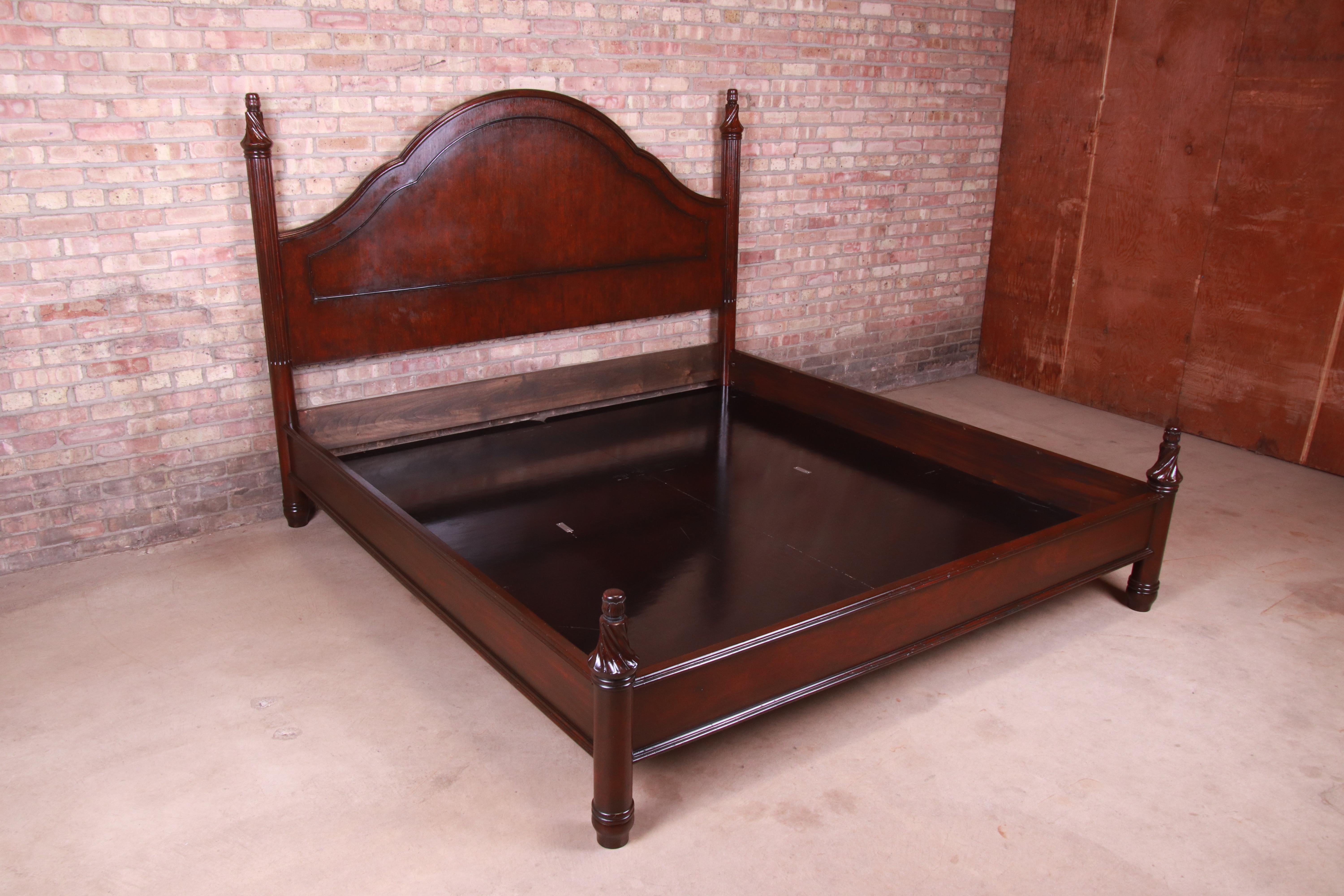 Holly Hunt Modern Carved Mahogany King Size Poster Bed 1