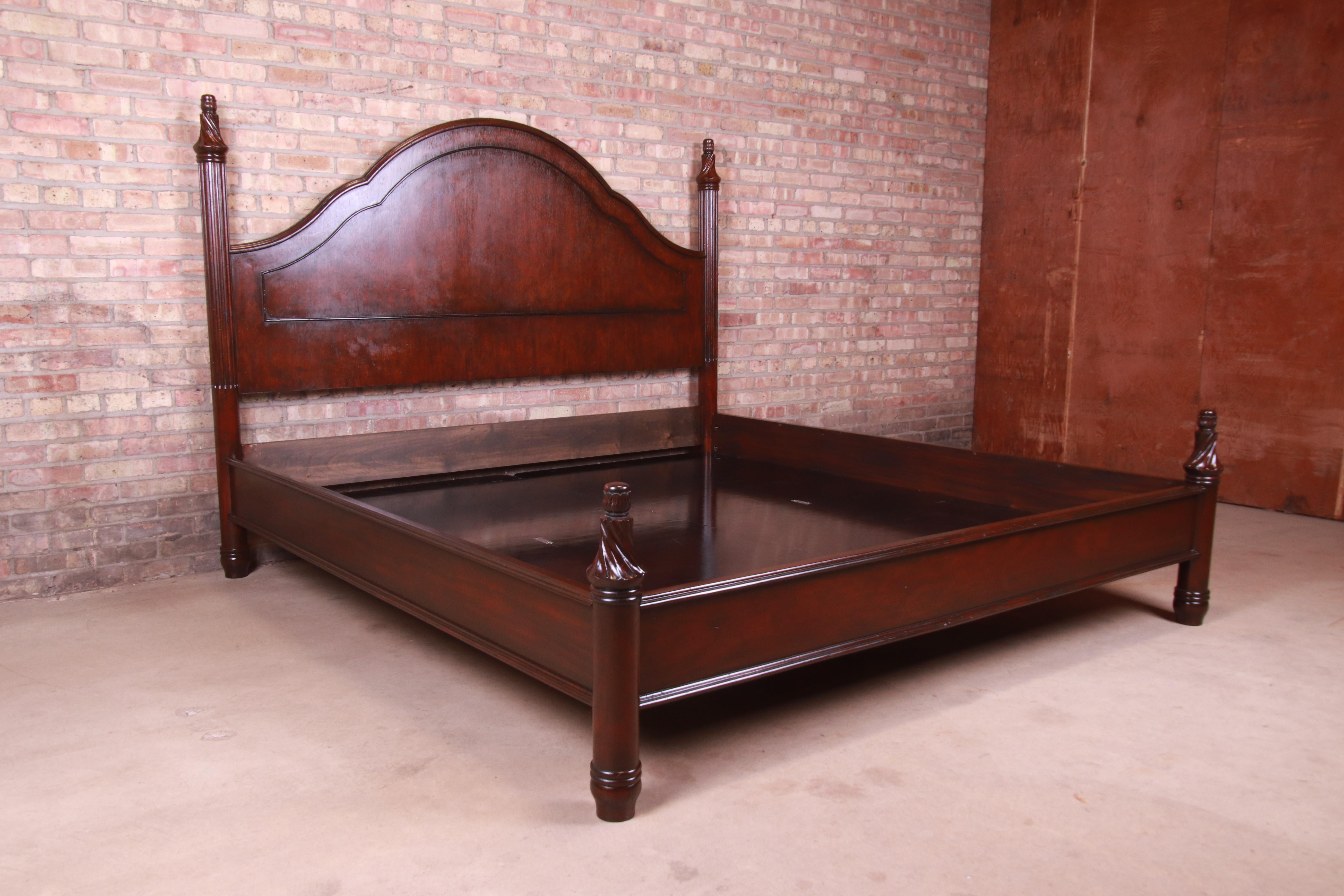 Holly Hunt Modern Carved Mahogany King Size Poster Bed 2