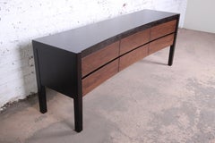 Holly Hunt Modern Concave Walnut and Rosewood Dresser or Credenza, Restored