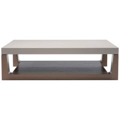 HOLLY HUNT Mojave Cocktail Table with Bottom Shelf in Oak and Linen Top