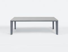 HOLLY HUNT Outdoor Keel 92" Dining Table in Oyster Metal with Belgium Fog Top