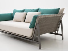 HOLLY HUNT Outdoor Manta Ray Daybed with Oyster Base Finish & Woven Fiber Seat