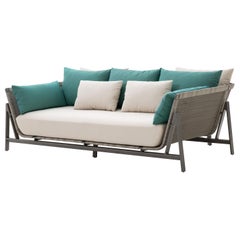 HOLLY HUNT Outdoor Manta Ray Daybed with Oyster Base Finish & Woven Fiber Seat