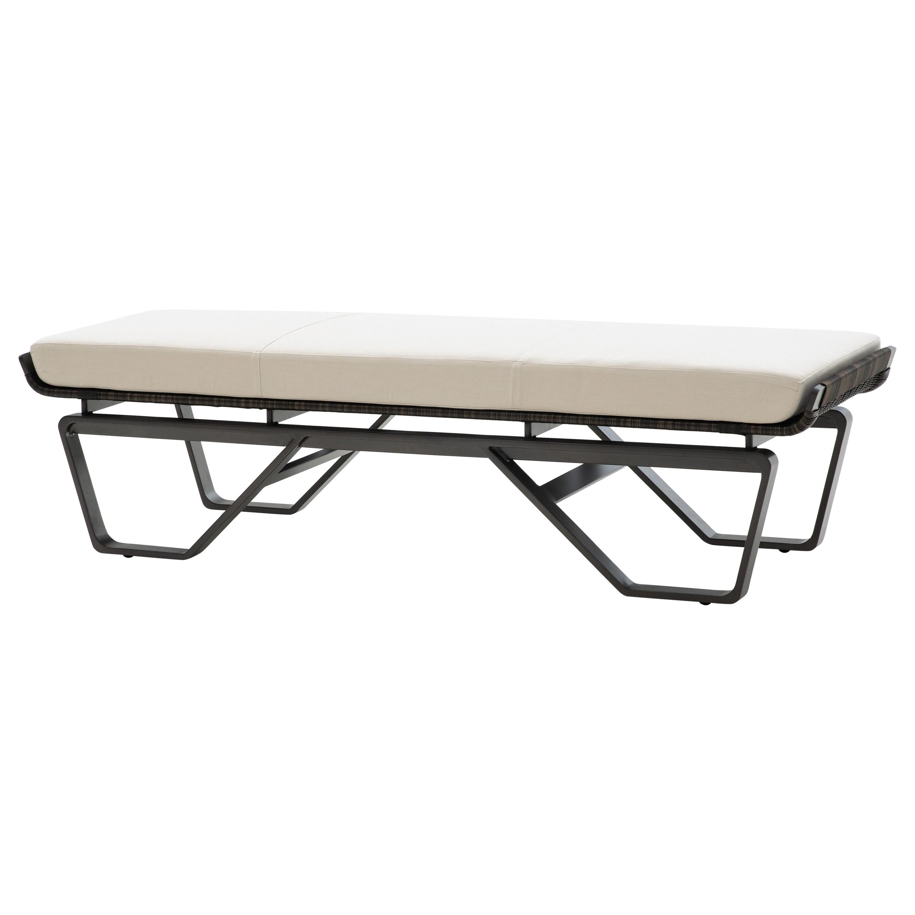 HOLLY HUNT Outdoor Meduse Bench with Basalt Base Finish & Canvas
