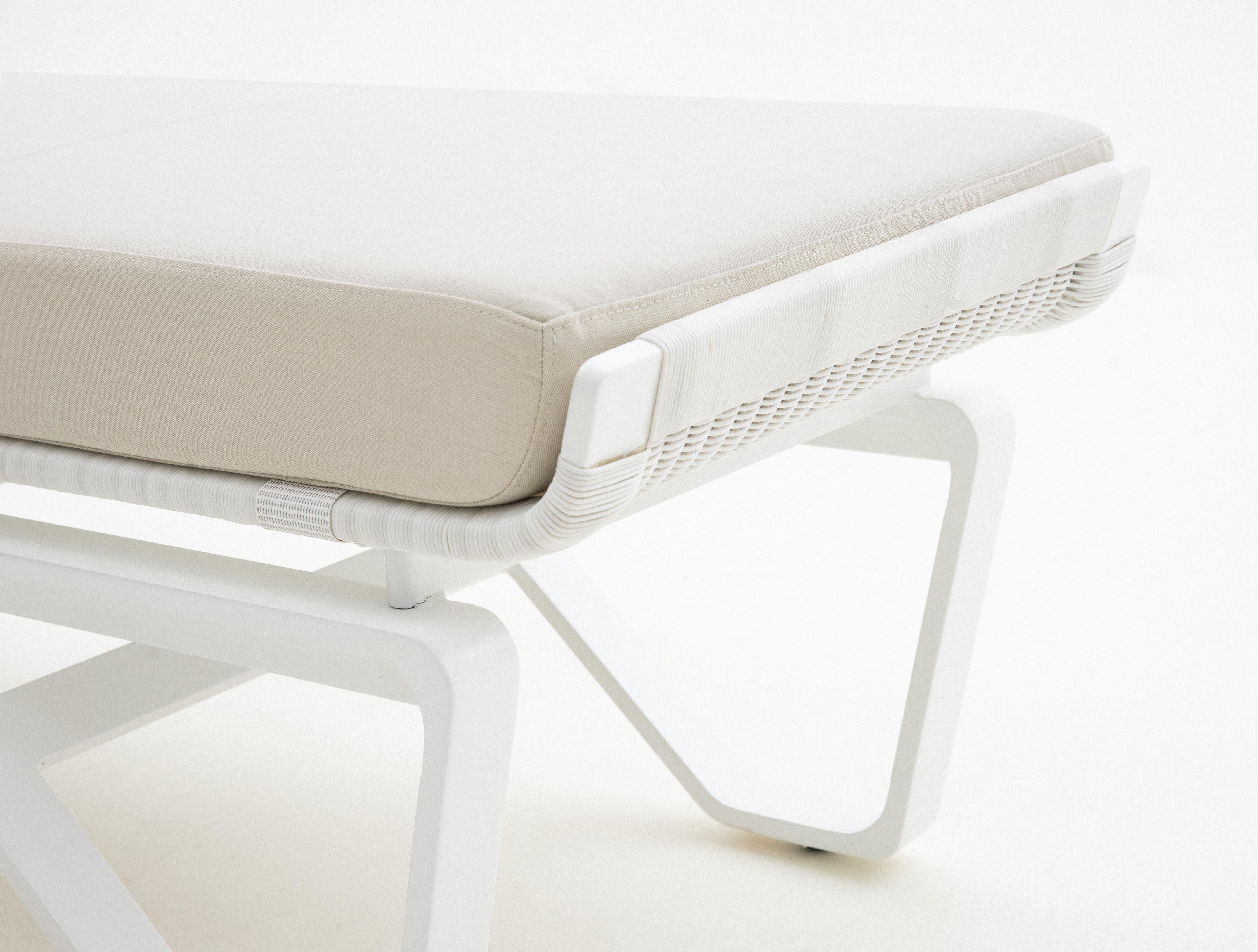 Modern HOLLY HUNT Outdoor Meduse Bench with Pearl Base Finish & Canvas