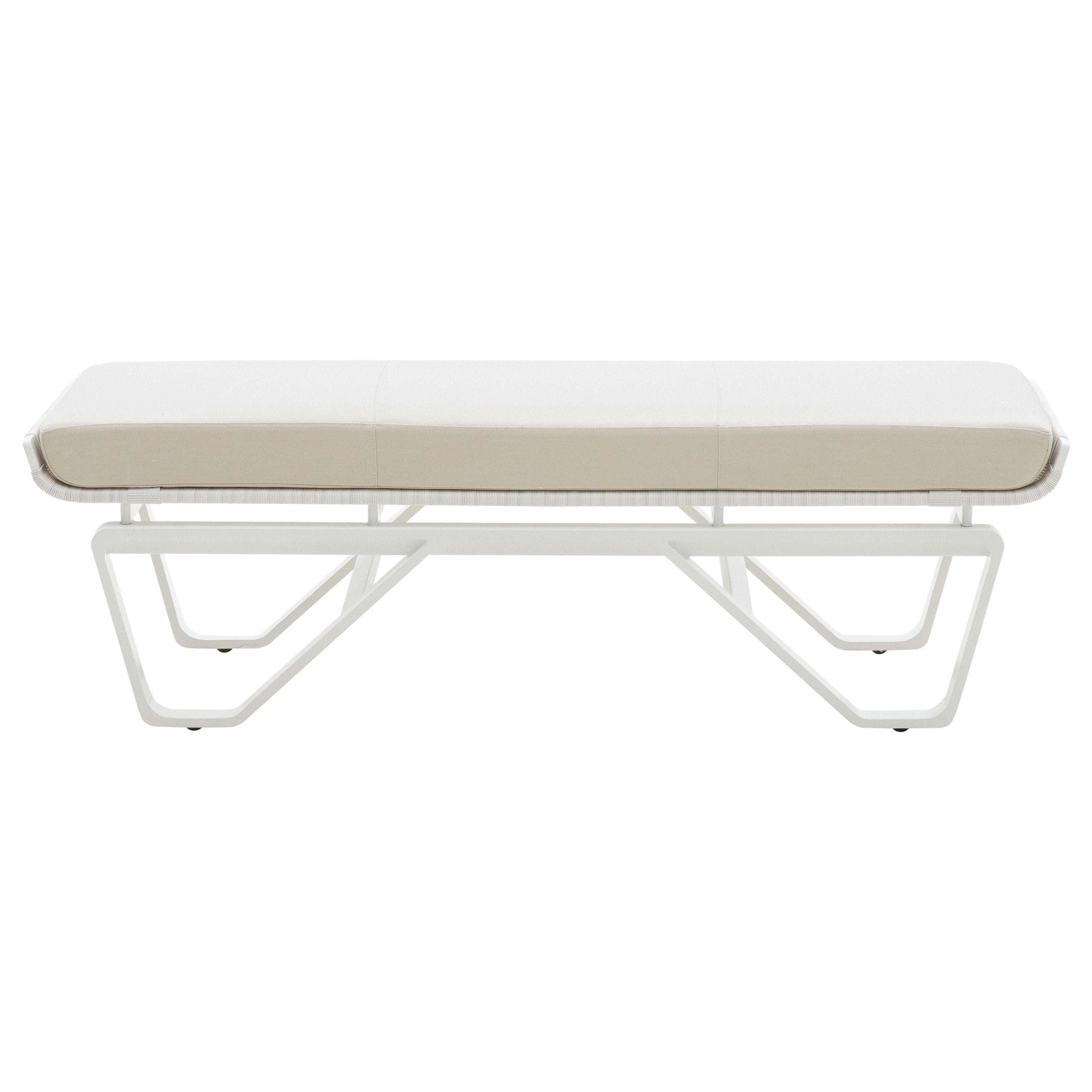 HOLLY HUNT Outdoor Meduse Bench with Pearl Base Finish & Canvas