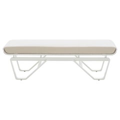 HOLLY HUNT Outdoor Meduse Bench with Pearl Base Finish & Canvas