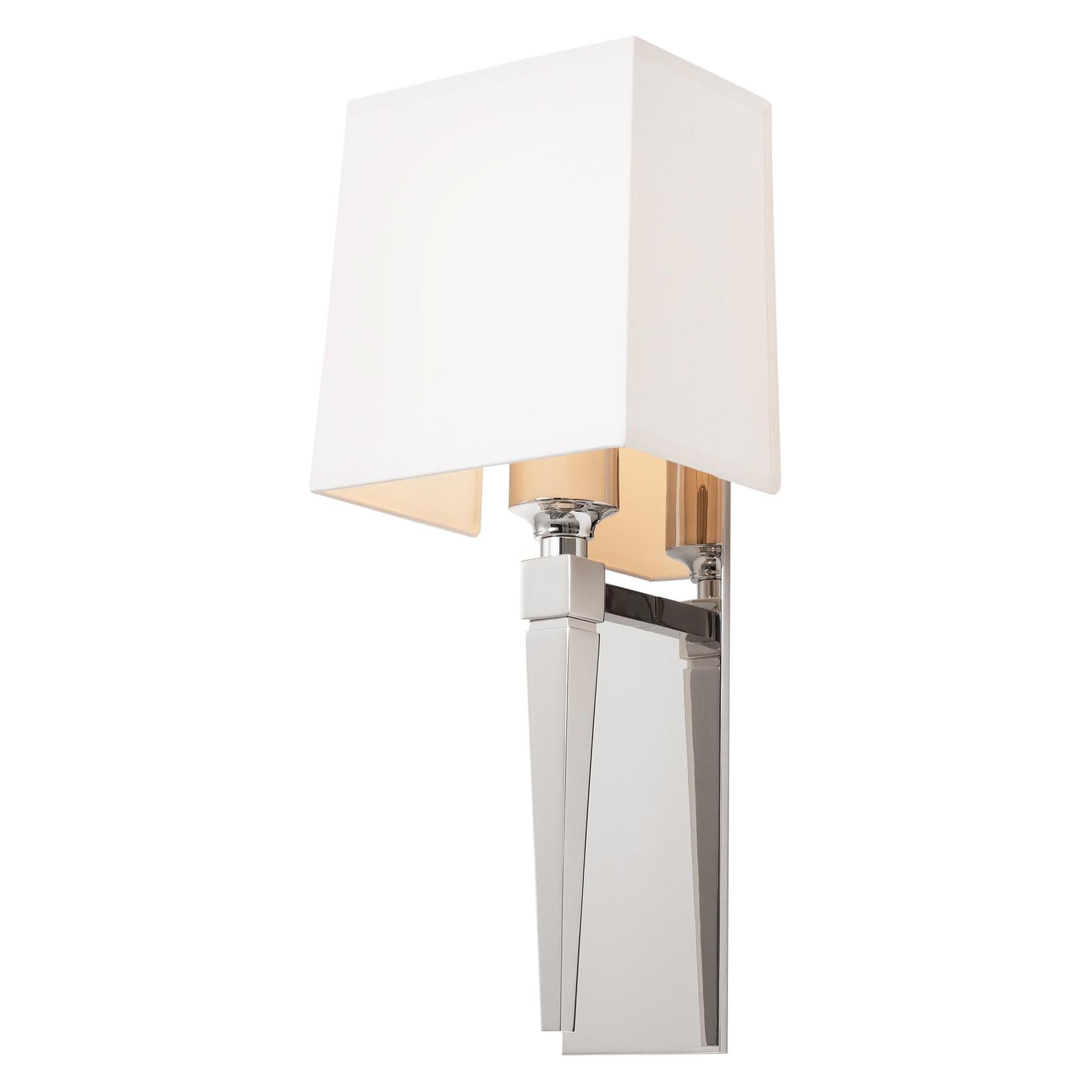 HOLLY HUNT Paris Sconce with Polished Nickel and Aquarelle Shade