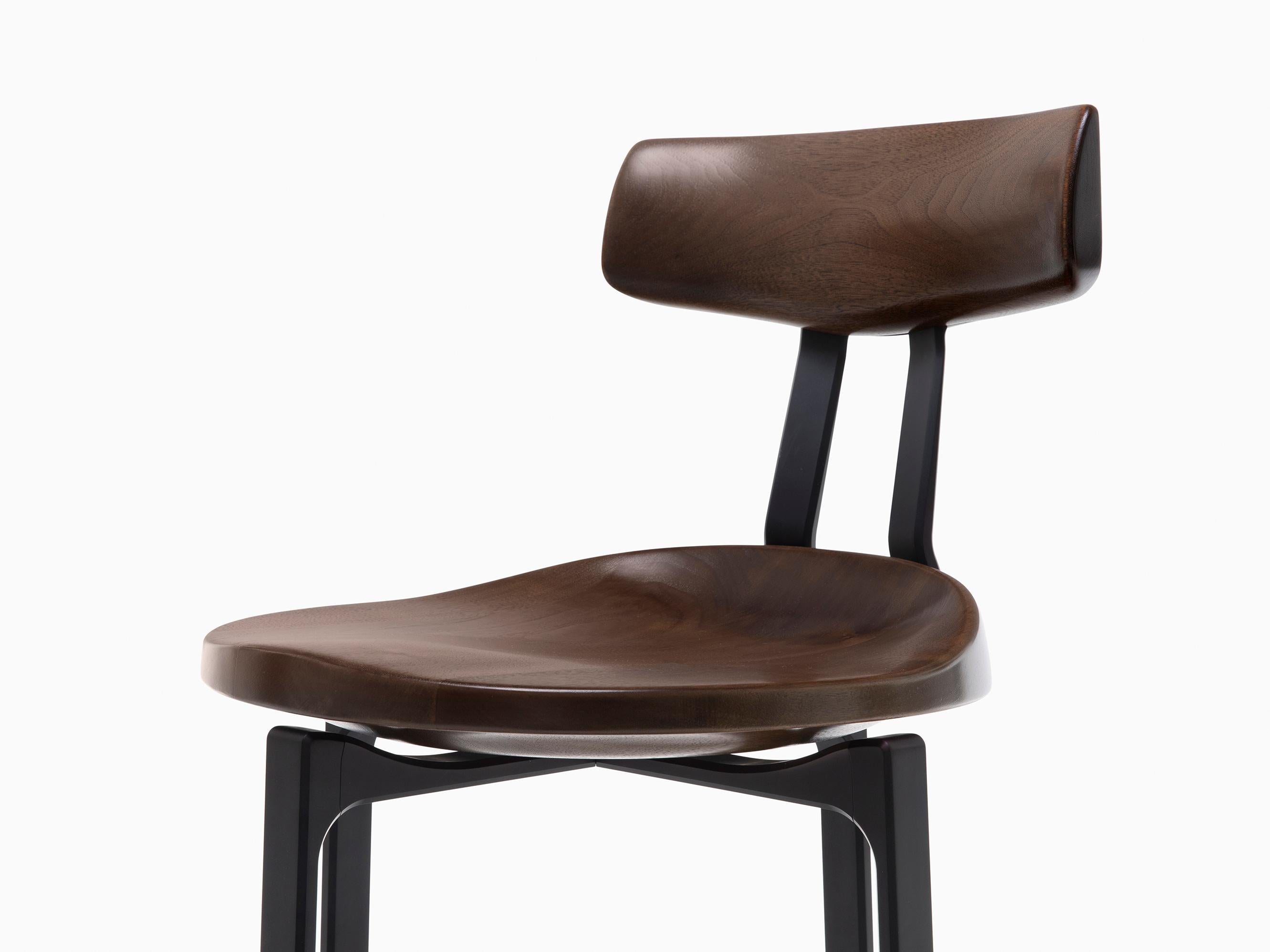 American HOLLY HUNT Pepper Counter Stool with Back in Walnut Cinder Seat & Aluminum Frame