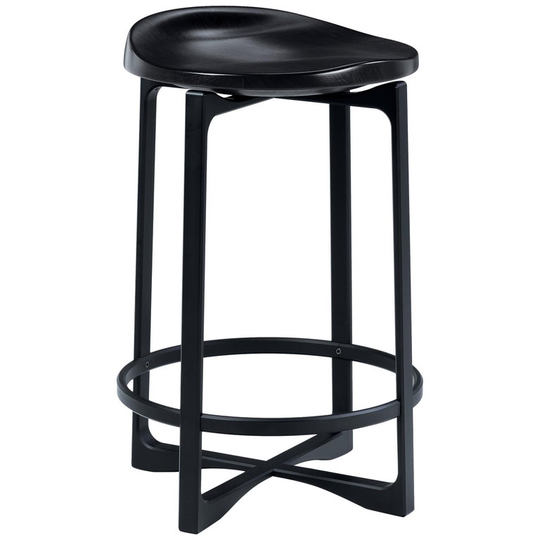 HOLLY HUNT Pepper Counter Stool with Black Walnut Magic Seat and