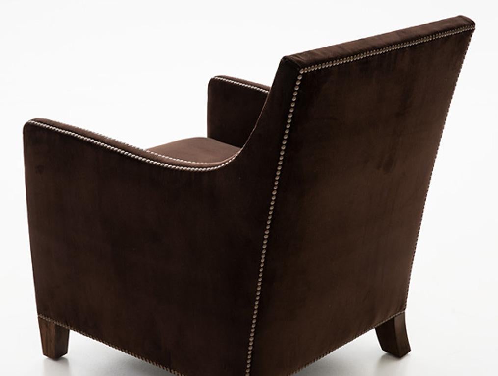 HOLLY HUNT Percheron Chair with Walnut Legs and Brown Upholstery 4