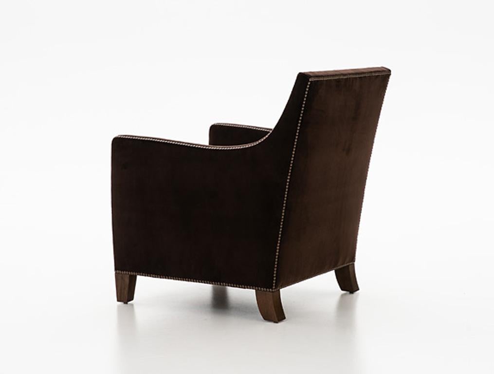 HOLLY HUNT Percheron Chair with Walnut Legs and Brown Upholstery 3