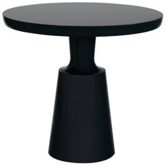 HOLLY HUNT Peso Circular Side Table in Lacquer Warm Black Finish