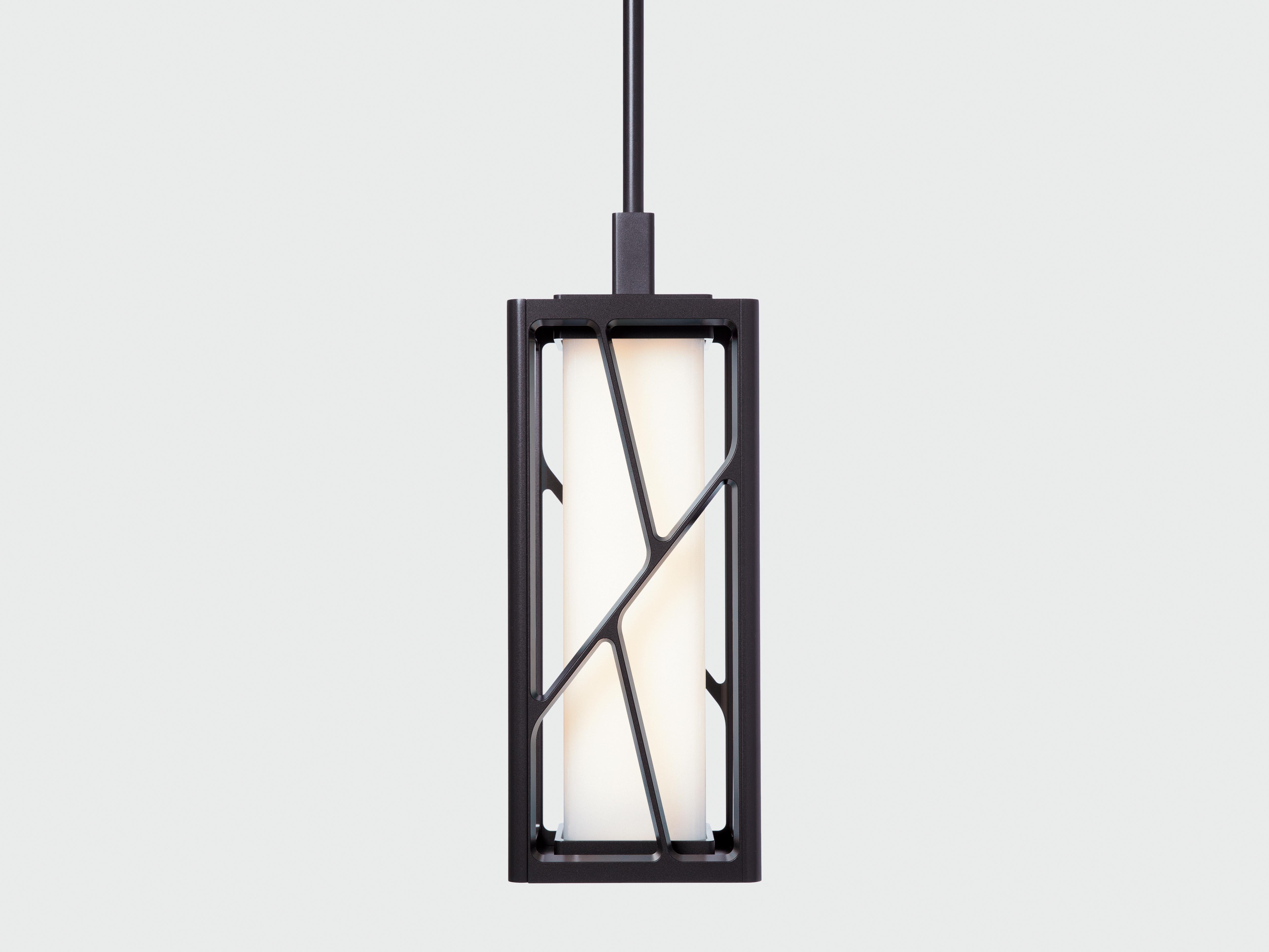 Modern HOLLY HUNT Reef LED Pendant in Aluminum Structure with Obsidian Finish