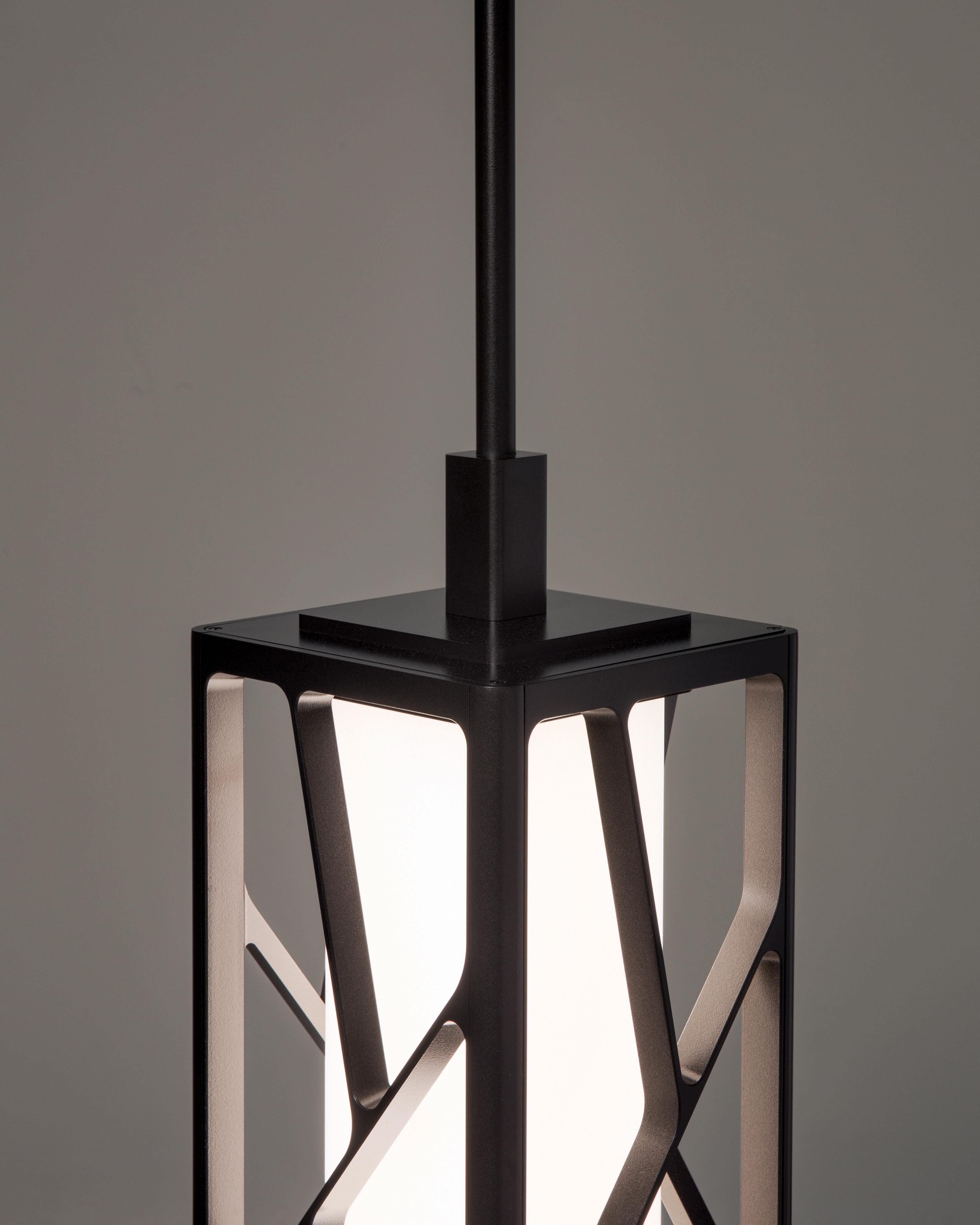 HOLLY HUNT Reef LED Pendant in Aluminum Structure with Obsidian Finish In New Condition In Chicago, IL