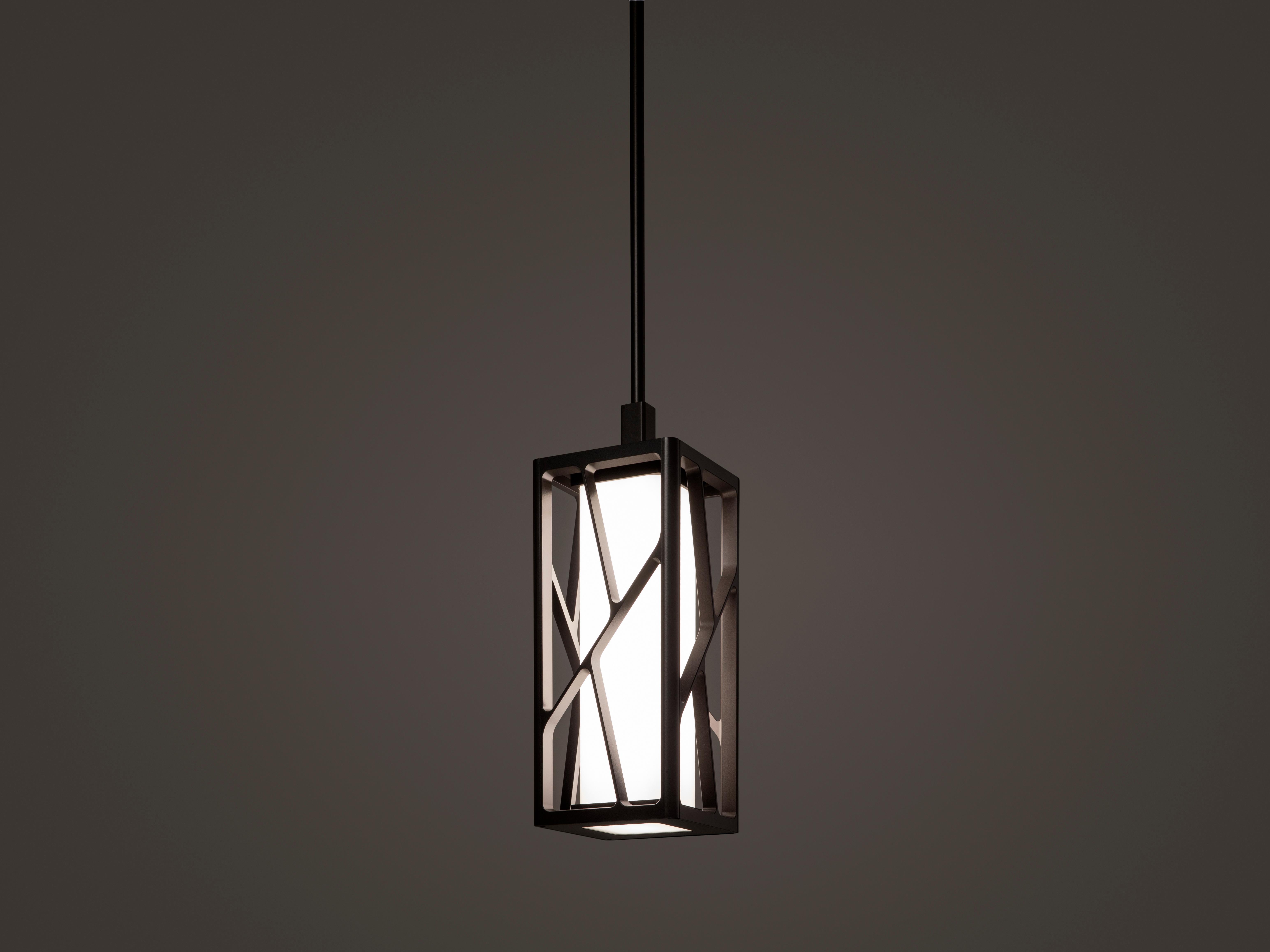 Contemporary HOLLY HUNT Reef LED Pendant in Aluminum Structure with Obsidian Finish