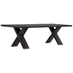 Holly Hunt Rhodesian Dining Table in Oak with Metal Feet