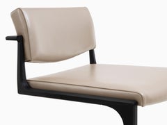 HOLLY HUNT Shadow Counter Stool in Aluminum Frame with Leather Upholstered Seat