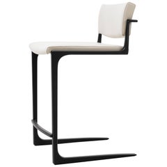 HOLLY HUNT Tabouret de comptoir Shadow en cadre d'aluminium avec finition en cuir Stingray