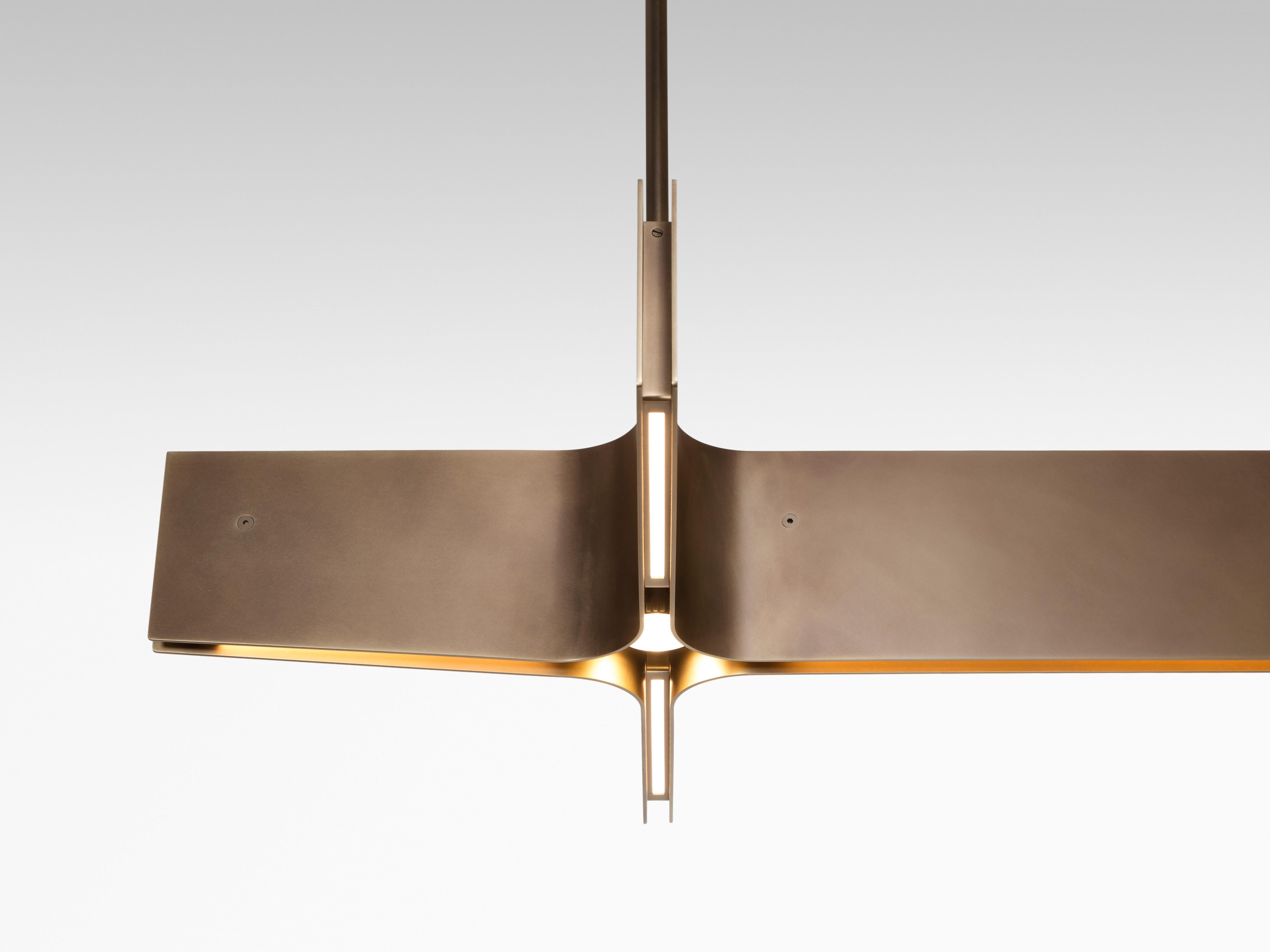 Modern HOLLY HUNT Spanning Hanging Light with Light Bronze Patina Finish
