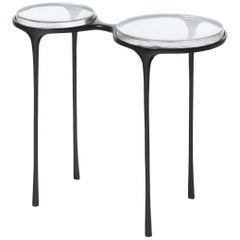 HOLLY HUNT Spectacles Table with Clear Cast Glass Top with Dark Bronze Base