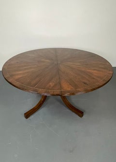 Holly Hunt Split C-Leg Rustic Dining Table, Circular, Brass Inlays