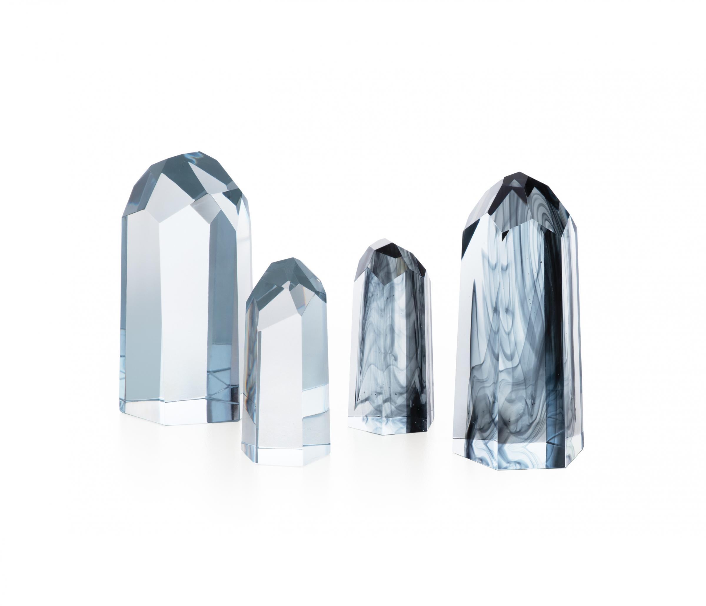 Modern HOLLY HUNT Standing Gem 10″ in Clear Hand Formed Glass by Eva Fehren