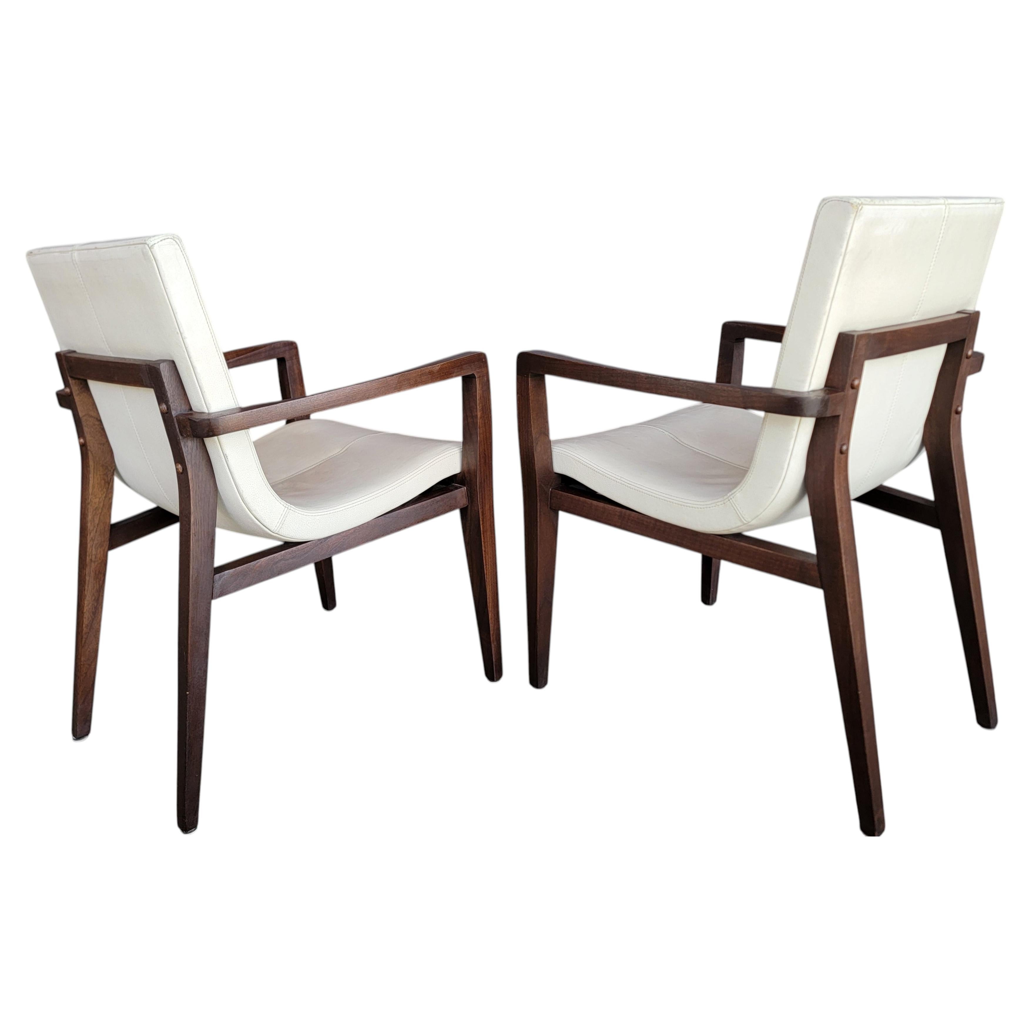 Holly Hunt Studio H Leather Scoop Armchairs A Pair