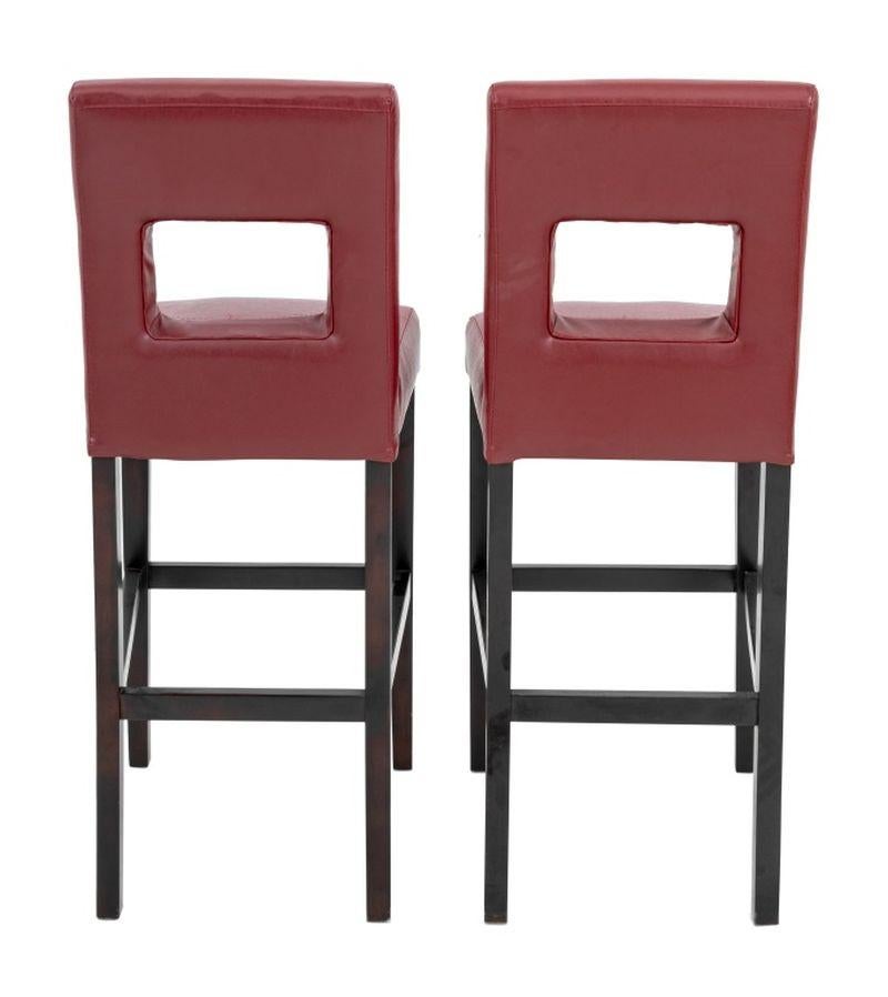20ième siècle Paire de tabourets de bar en vinyle rouge de style Holly Hunt en vente