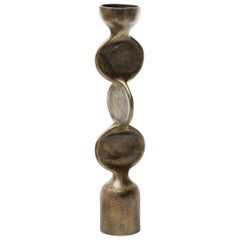 HOLLY HUNT Vinca Tall Candlestick in Cast Bronze with Gilded Gold Finish