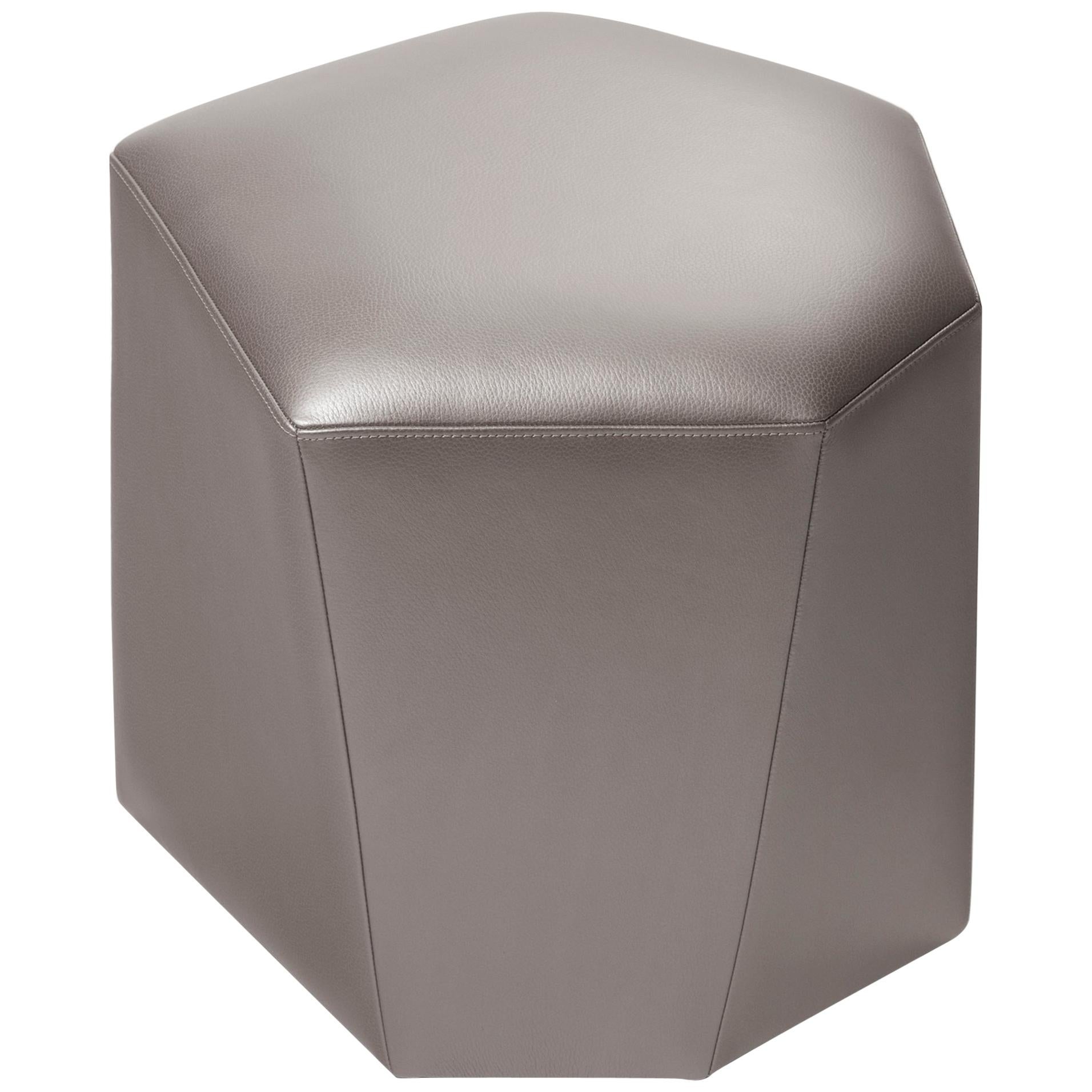 HOLLY HUNT Vrille Ottoman in Argento Leather