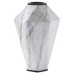 HOLLY HUNT Warrior Medium Slovenia Marble & Stainless Steel Vase by Eva Fehren