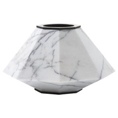 HOLLY HUNT Warrior Small Slovenia Marble & Stainless Steel Vase by Eva Fehren