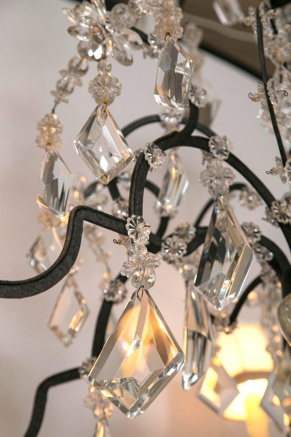 Holly Hunt, Modern, Chandelier, Wrought Iron, Crystal, 2010s In Excellent Condition For Sale In Stamford, CT