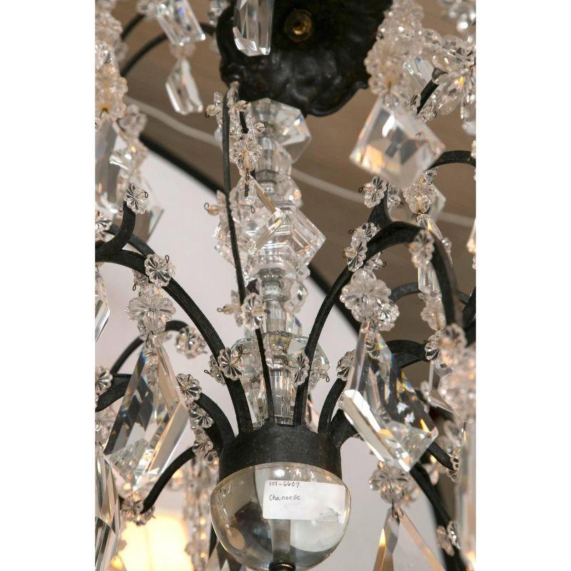 Holly Hunt Wrought Iron & Crystal Chandelier 1