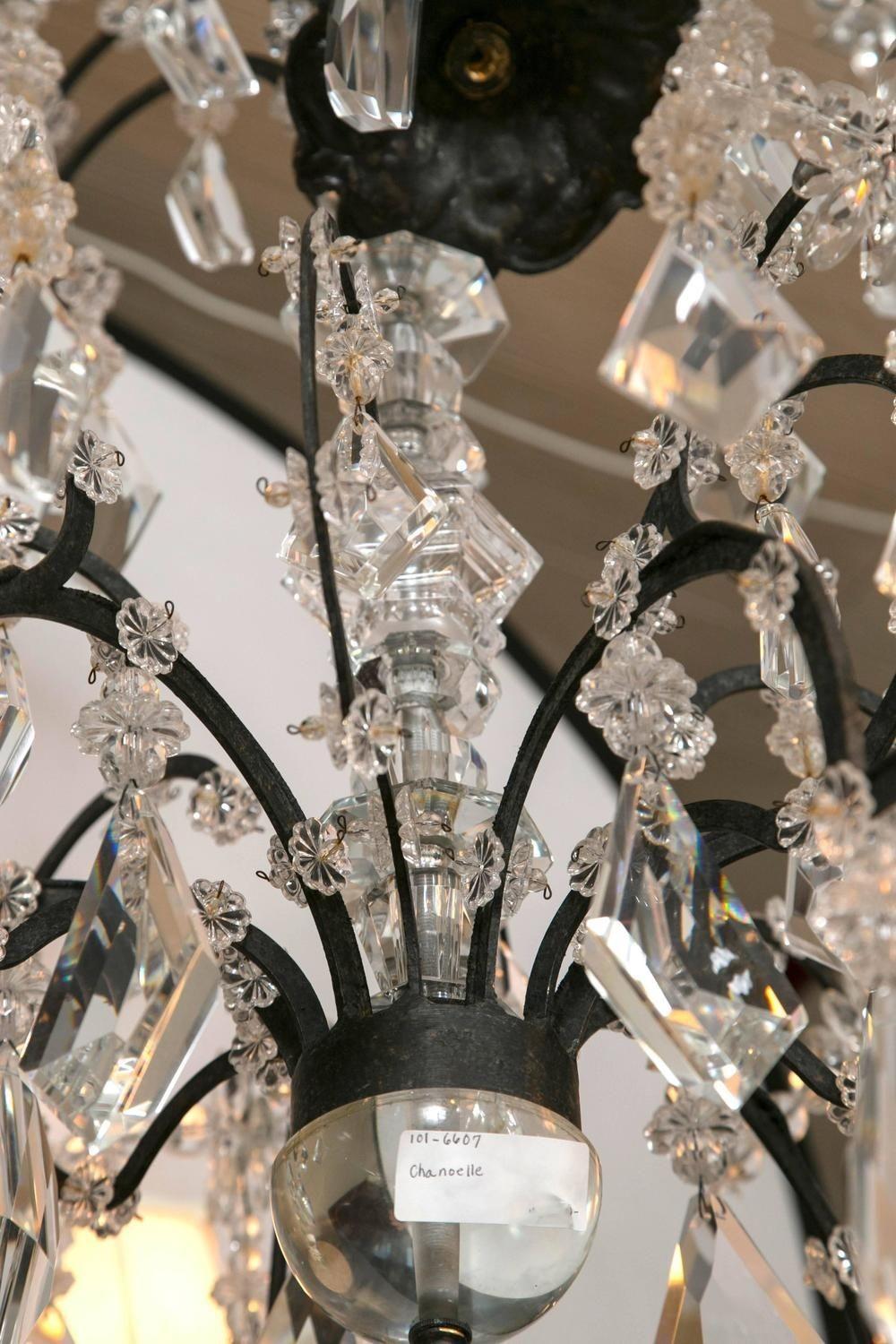 Contemporary Holly Hunt, Modern, Chandelier, Wrought Iron, Crystal, 2010s For Sale