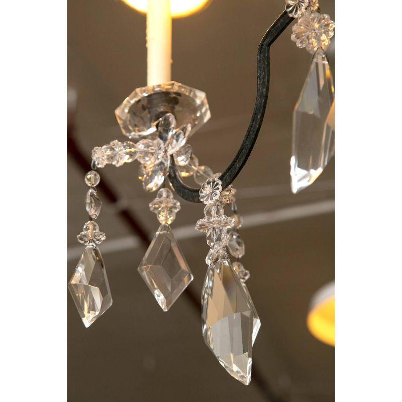 Holly Hunt Wrought Iron & Crystal Chandelier 2