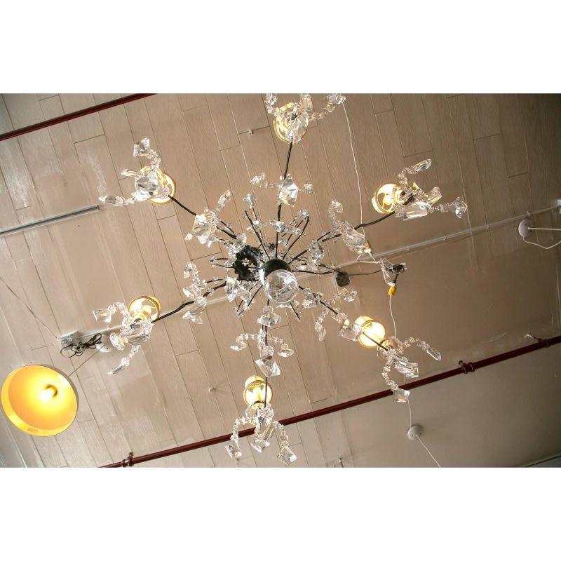 Holly Hunt Wrought Iron & Crystal Chandelier 3