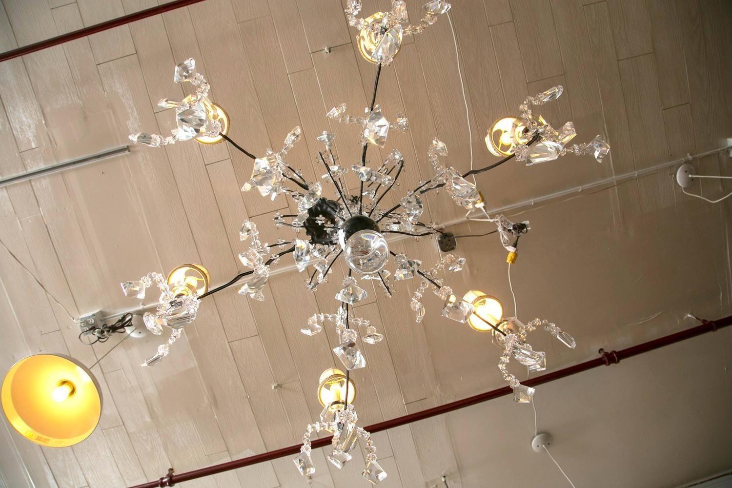 Contemporary Holly Hunt, Modern, Chandelier, Wrought Iron, Crystal, 2010s For Sale
