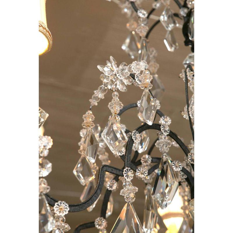 Holly Hunt Wrought Iron & Crystal Chandelier 4