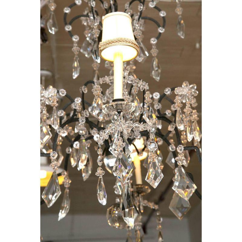 Holly Hunt Wrought Iron & Crystal Chandelier 5