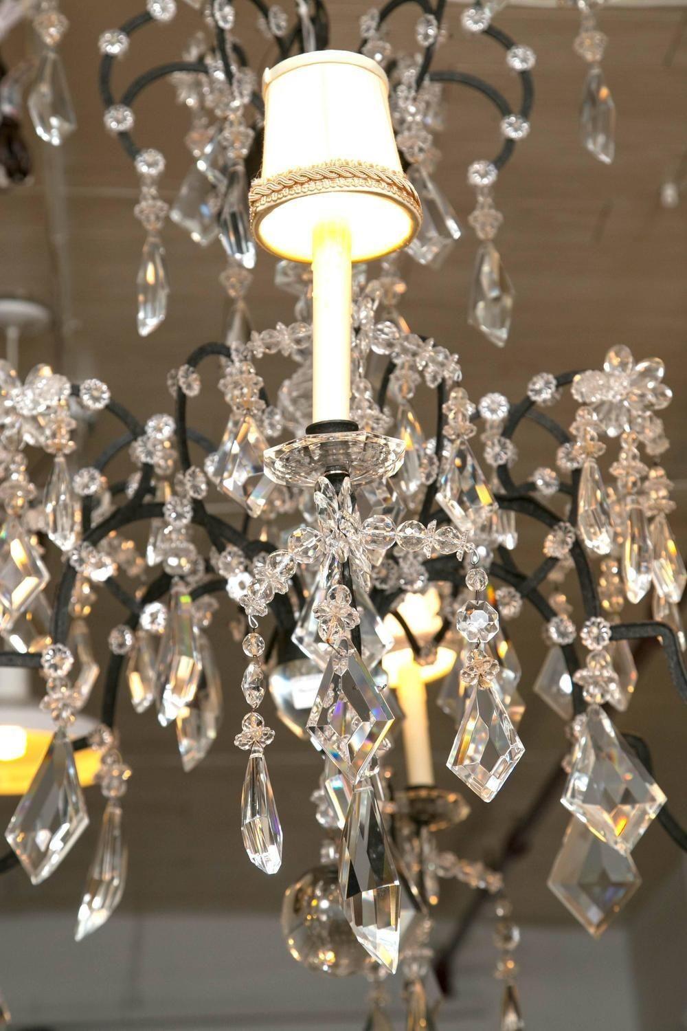 Holly Hunt, Modern, Chandelier, Wrought Iron, Crystal, 2010s For Sale 2