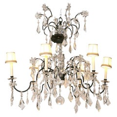 Holly Hunt Wrought Iron & Crystal Chandelier