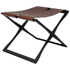 Holly Hunt X-Base Folding Iron and Leather Bench