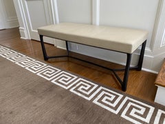 Holly Hunt 'XY' Cast Dark Bronze Bench with Faux Shagreen Fabric