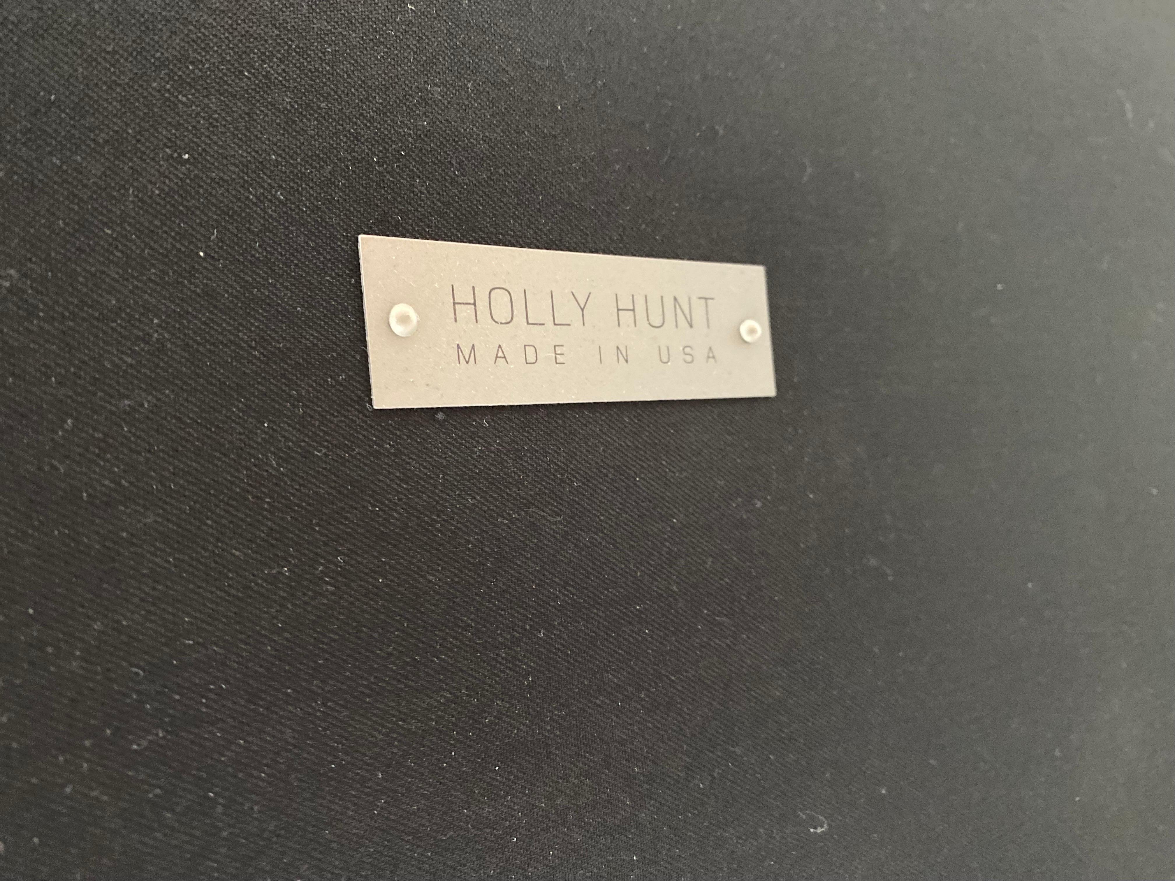 Holly Hunt 'XY' Cast Dark Bronze Bench with Faux Shagreen Fabric 2