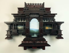 Hand Carved Wood, Assembled Sculpture, Hand Painted Landscapes, Wall Hanging