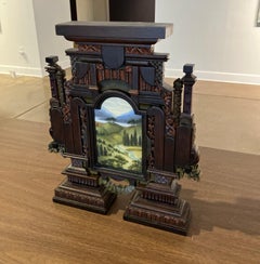 Legno intagliato a mano, scultura assemblata, paesaggio, applique, Holly Lane's