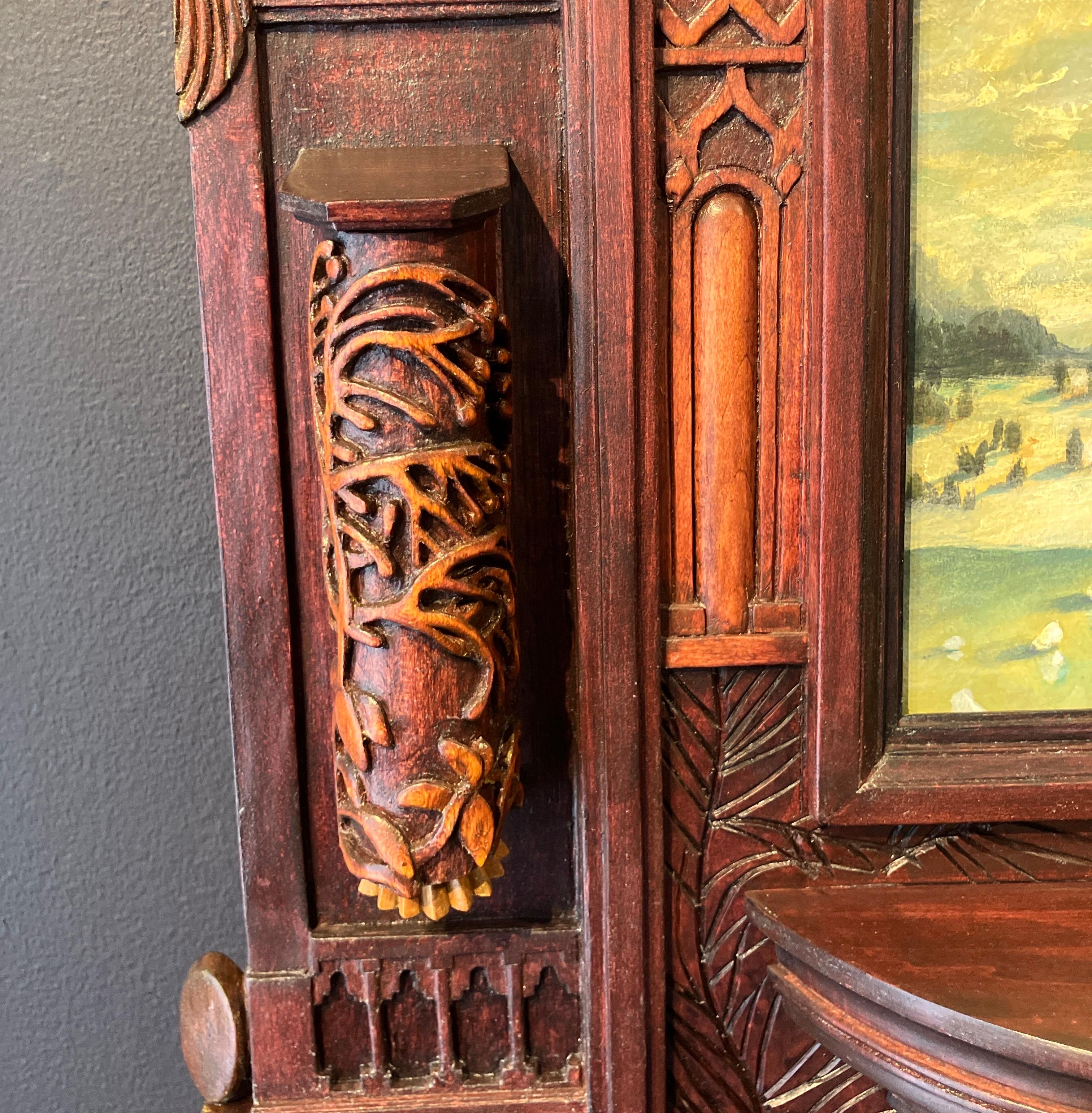 Legno intagliato a mano, scultura assemblata, paesaggio, applique, Holly Lane's in vendita 2