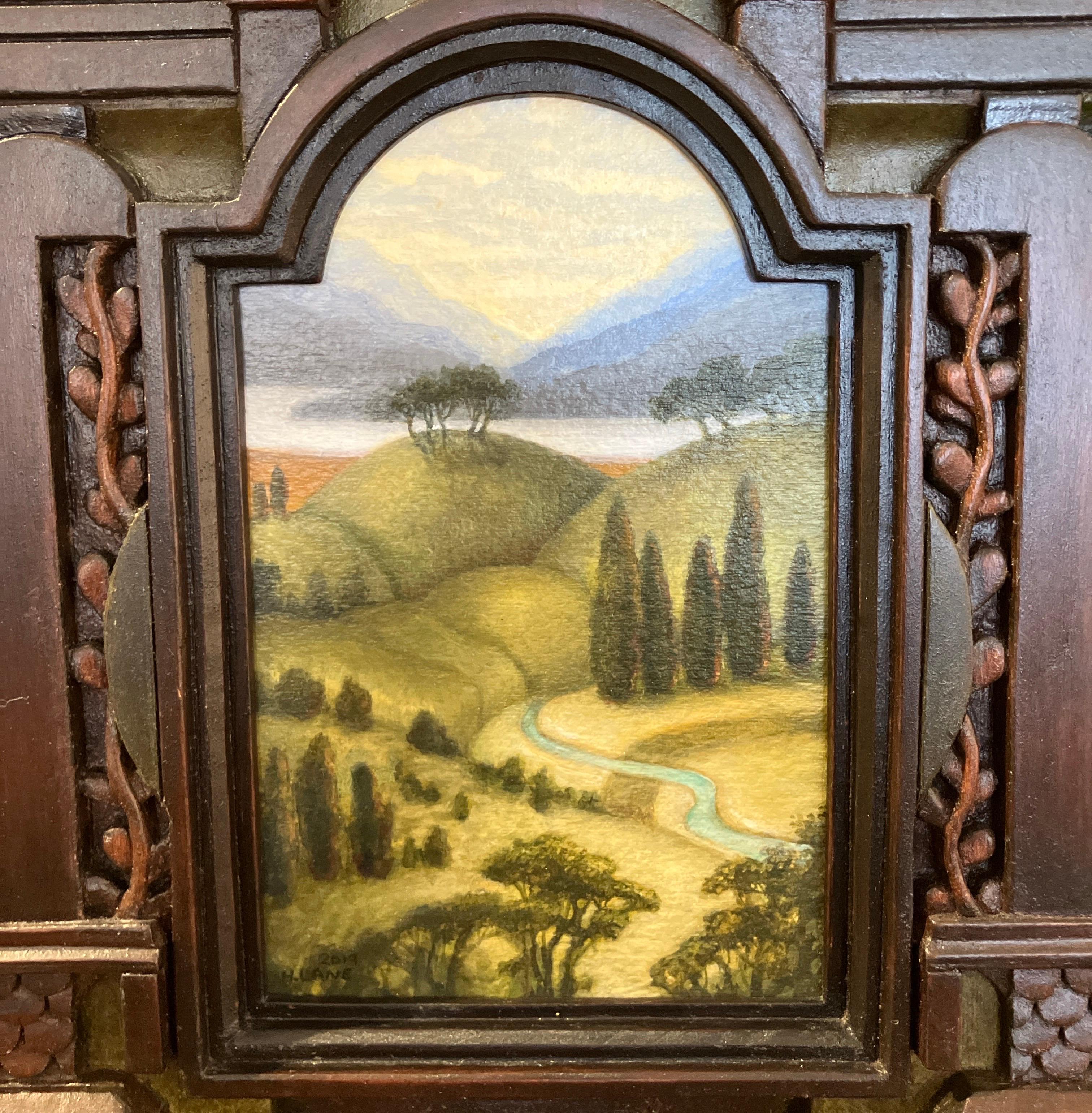 Hand Carved Wood, Assembled Sculpture, Landscape, Wall Hanging, Holly Lane For Sale 5